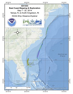 Okeanos Explorer (EX1403): East Coast Mapping and Exploration Overview Map